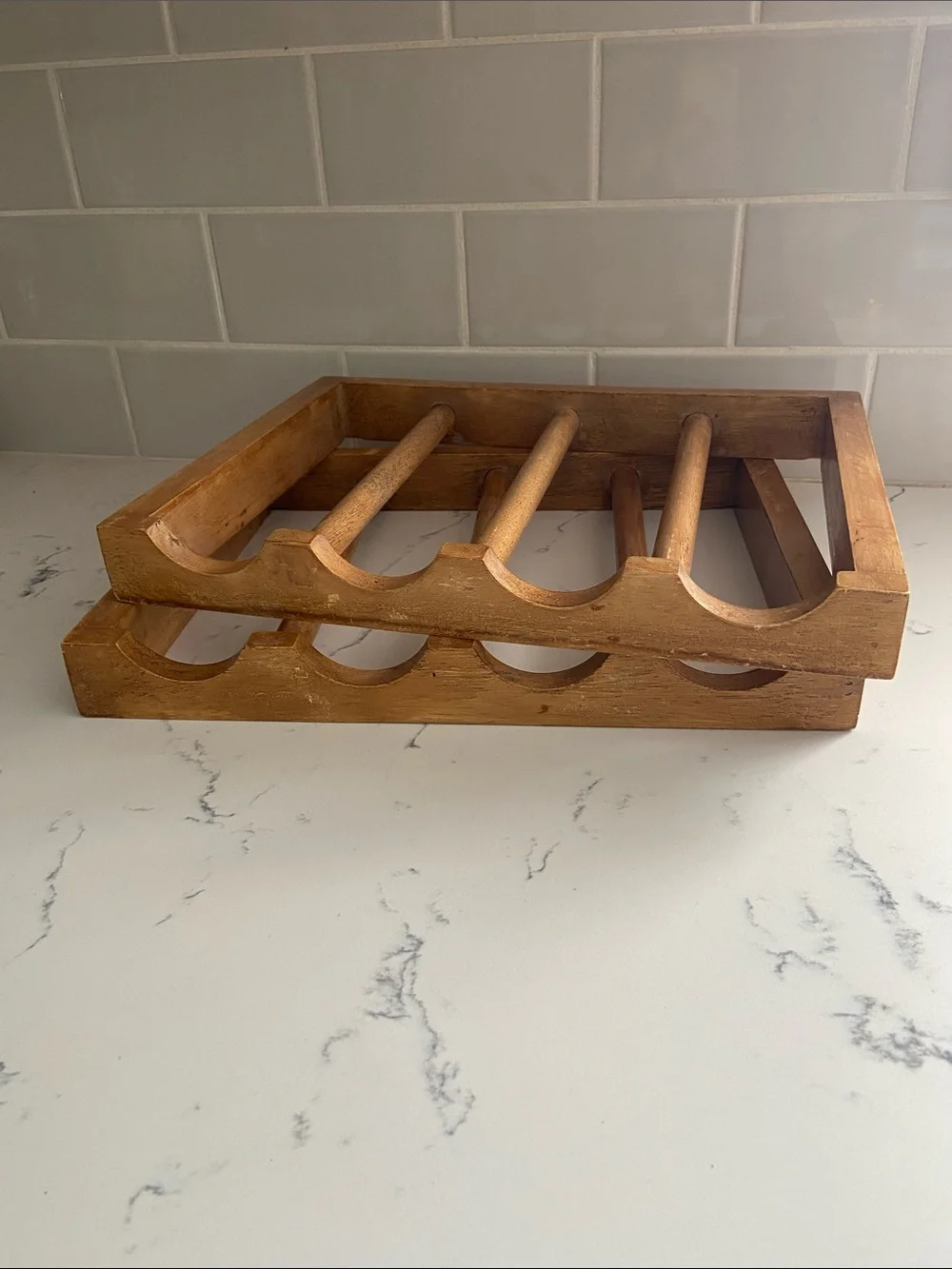 Vintage Wooden Rolling Pin Storage Rack Farmhouse Kitchen Organizer